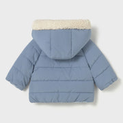 Back of the Mayoral blue reversible coat.