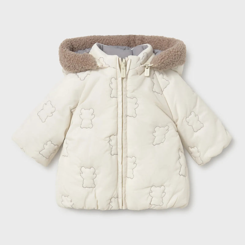 Cream white side of the Mayoral reversible coat.