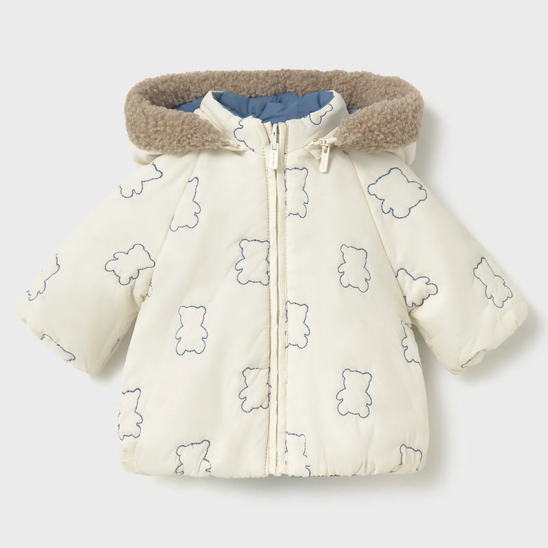 Cream white side of the Mayoral reversible coat.