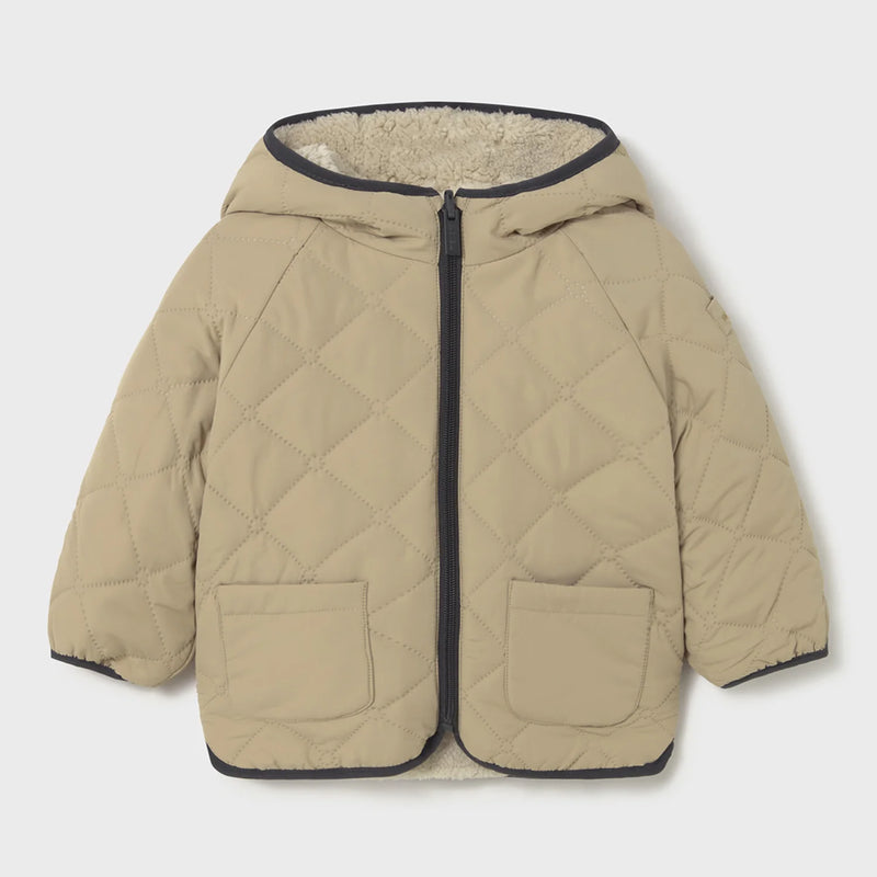 Sherpa lined side of the Mayoral reversible jacket.