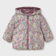 Pink floral print side of the Mayoral reversible coat.