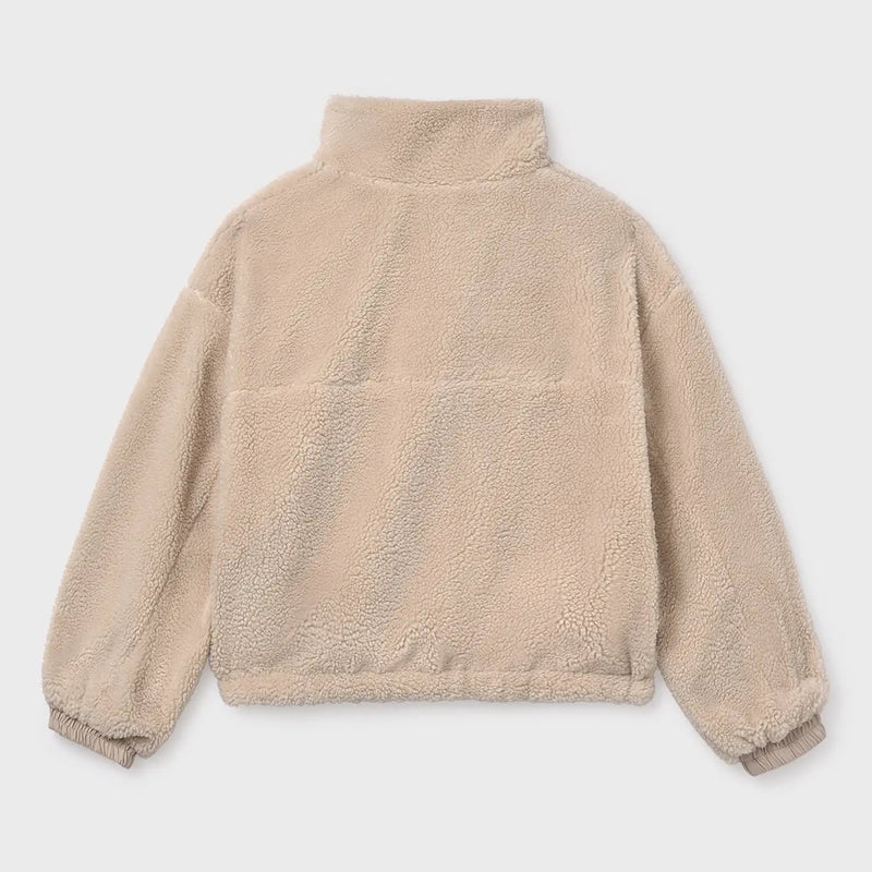 Rear view of the Mayoral reversible fleece jacket.