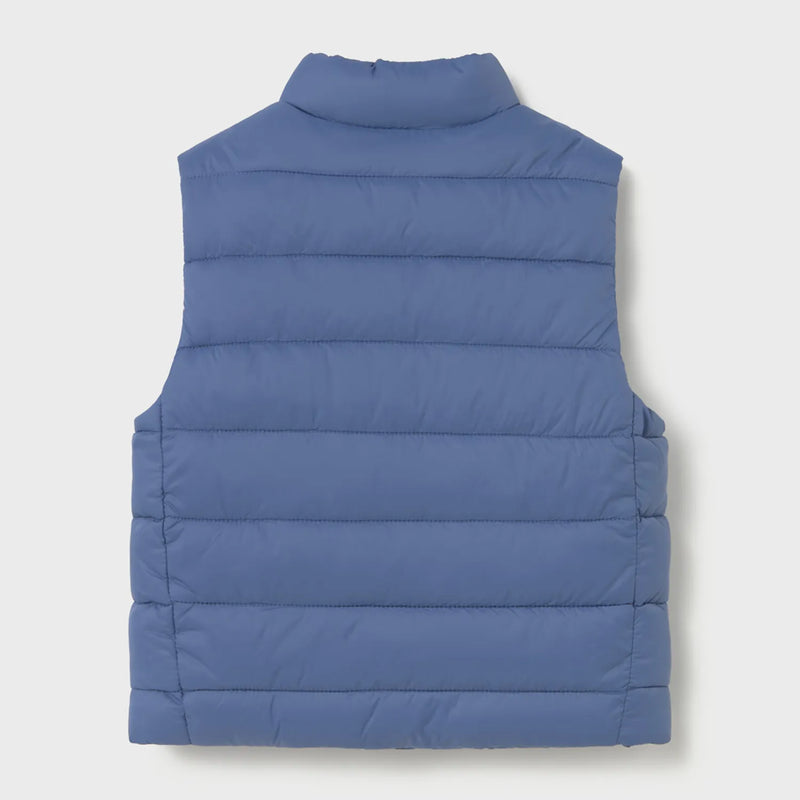 Back of the Mayoral blue reversible gilet.