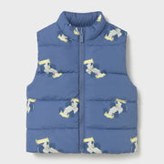 Race care print side side of the Mayoral reversible gilet.
