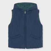 Navy side of the boy's reversible gilet.