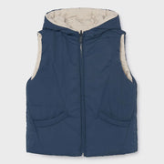Navy side of the boy's reversible gilet.