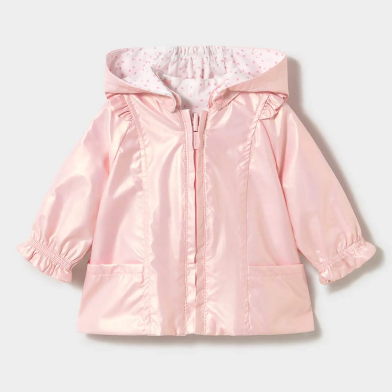 Pink side of the reversible windbreaker.