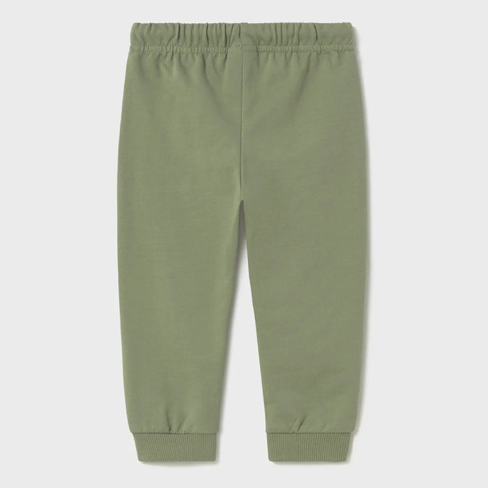 Baby boy's sage green track bottoms.