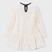 Back of the Mayoral cream sequin dress.