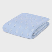 Mayoral blue blanket with bunny rabbit pattern.