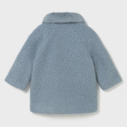 Back of the Mayoral blue shearling coat.