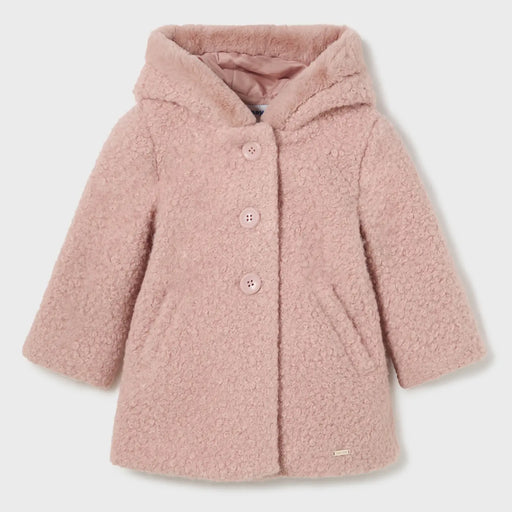 Mayoral girl's pink shearling coat - 02478.