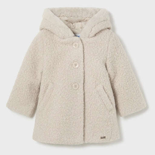 Mayoral girl's beige shearling coat - 02478.