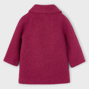 Back of the Mayoral red shearling coat.