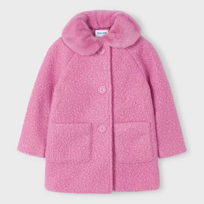 Mayoral pink shearling coat - 04487.