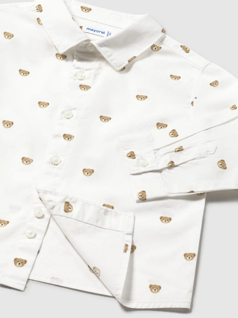 Mayoral teddy bear shirt with all over teddy bear pattern.