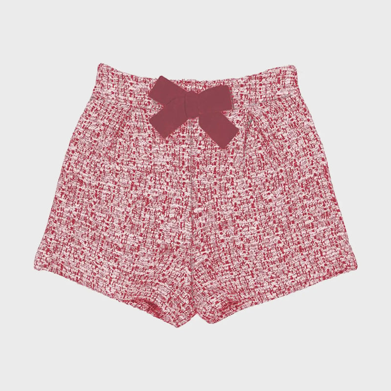 Mayoral Tweed Shorts Set - Red