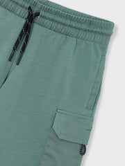 Closer look at the Mayoral track shorts showing detail of the pocket on the side.