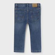 Rear view of the Mayoral blue skinny fit jeans.
