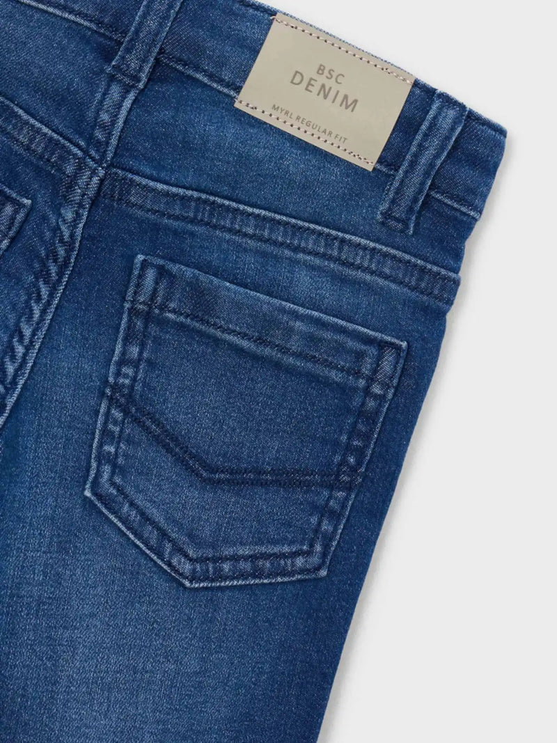 Mayoral slim fit jeans with logo patch on the back.