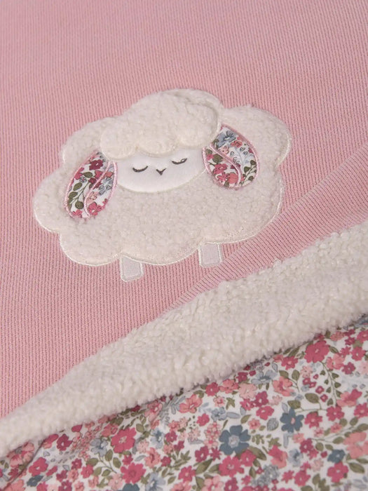 Mayoral pink blanket with cute sheep appliqué.