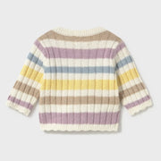 Back of the Mayoral beige striped cardigan.