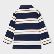 Back of the Mayoral navy striped polo shirt.