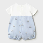 Back of the Mayoral blue striped romper.