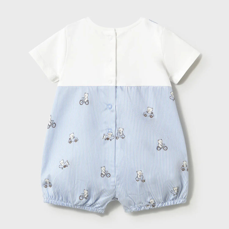 Back of the Mayoral blue striped romper.