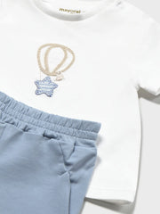 Closer view of the Mayoral striped tracksuit.