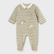 Mayoral baby boy's striped velour babygrow - 02766.