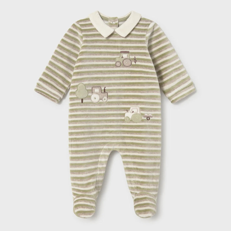 Mayoral baby boy's striped velour babygrow - 02766.