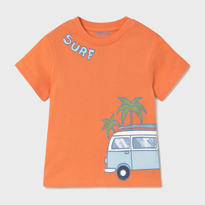 Mayoral boy's bright orange t-shirt.