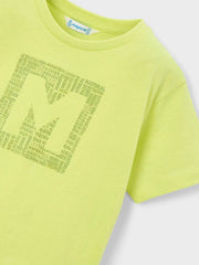 Closer view of the Mayoral logo t-shirt.