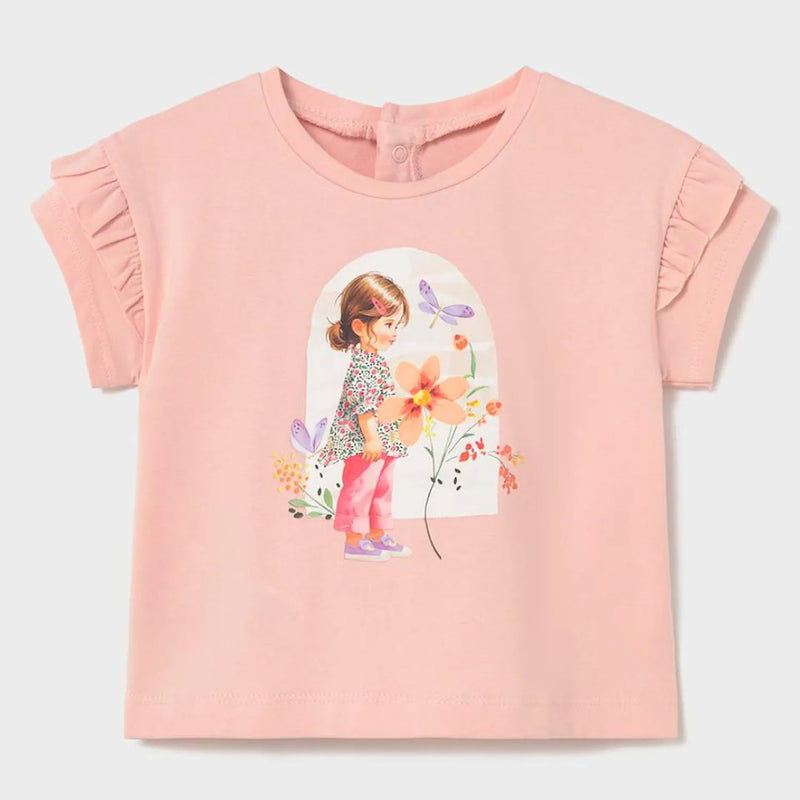 Baby girl's peach pink t-shirt.