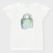 Mayoral girl's white t-shirt with frilled sleeves.