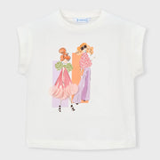 Girl's sleeveless white t-shirt.