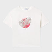 Girl's bright white t-shirt from Mayoral.