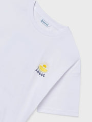 Closer look at the Mayoral white t-shirt.