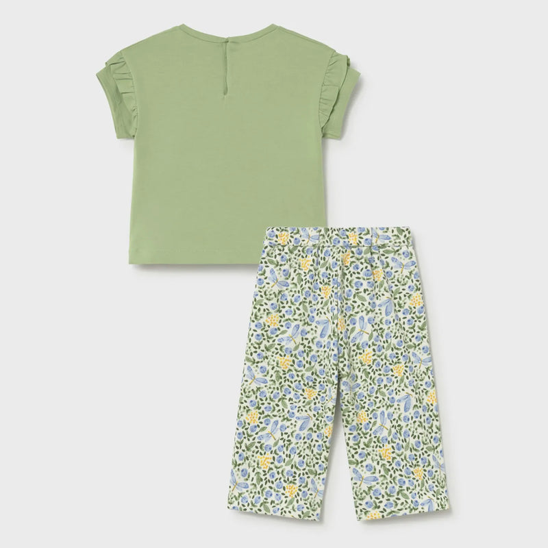 Back of the Mayoral green t-shirt & trousers set.