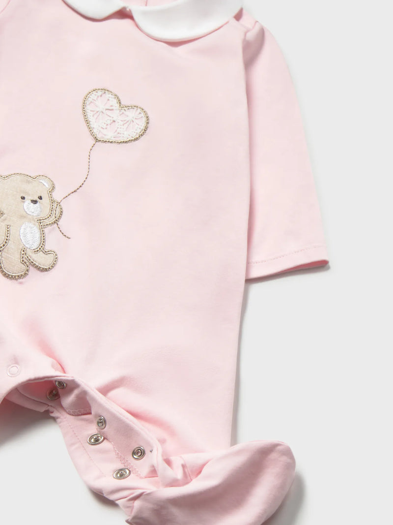 Closer look at the Mayoral teddy bear babygrow.