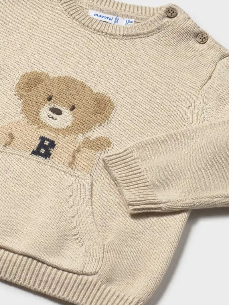 Mayoral teddy bear jumper with kangaroo pocket.