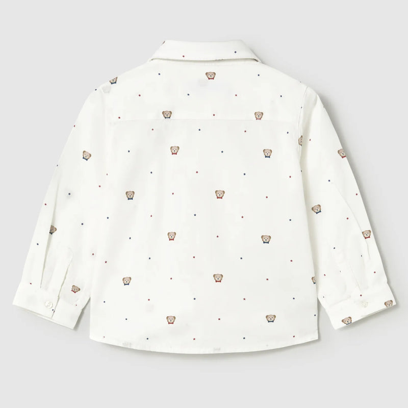 Back of the Mayoral white teddy bear shirt.
