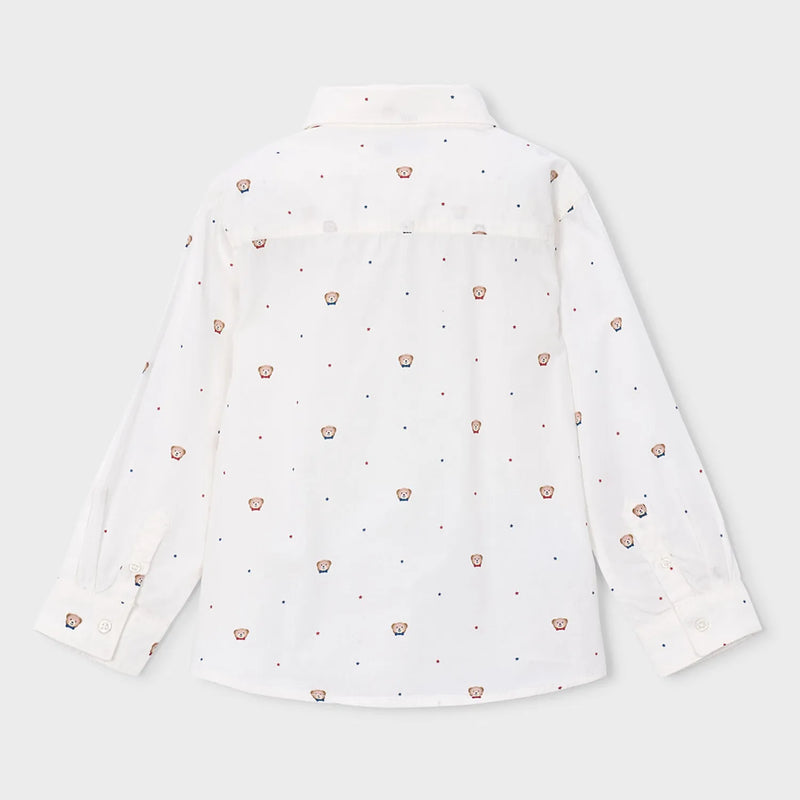 Back of the Mayoral white teddy bear shirt.