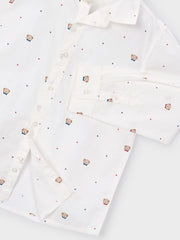 Closer view of the Mayoral teddy bear shirt.