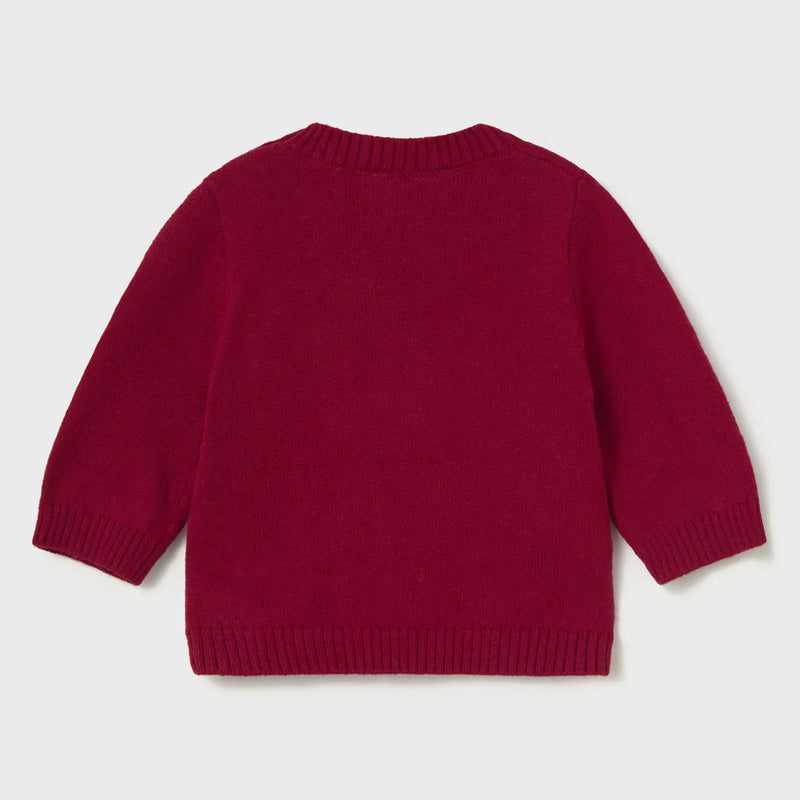 Rear view of the Mayoral teddy bear sweater.