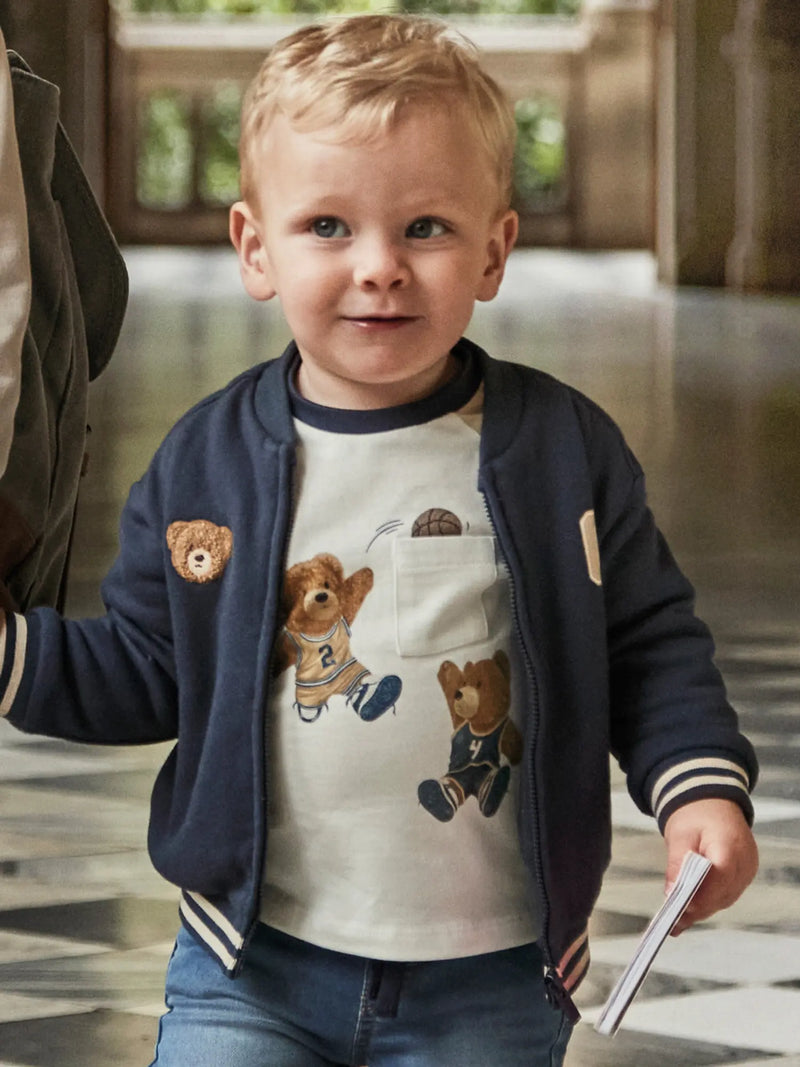 Mayoral Colourblock Teddy Bear T-Shirt - Beige