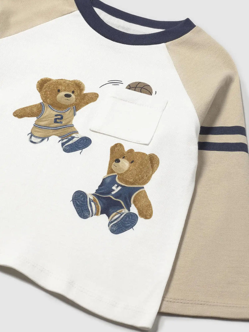 Mayoral Colourblock Teddy Bear T-Shirt - Beige