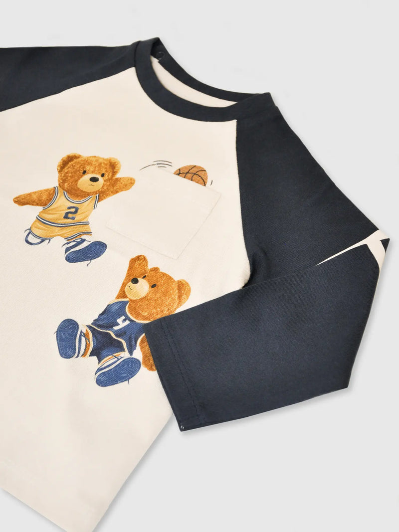 Mayoral Colourblock Teddy Bear T-Shirt - Navy