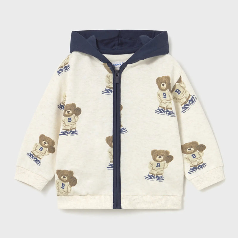 Baby boy's teddy bear print hoodie.